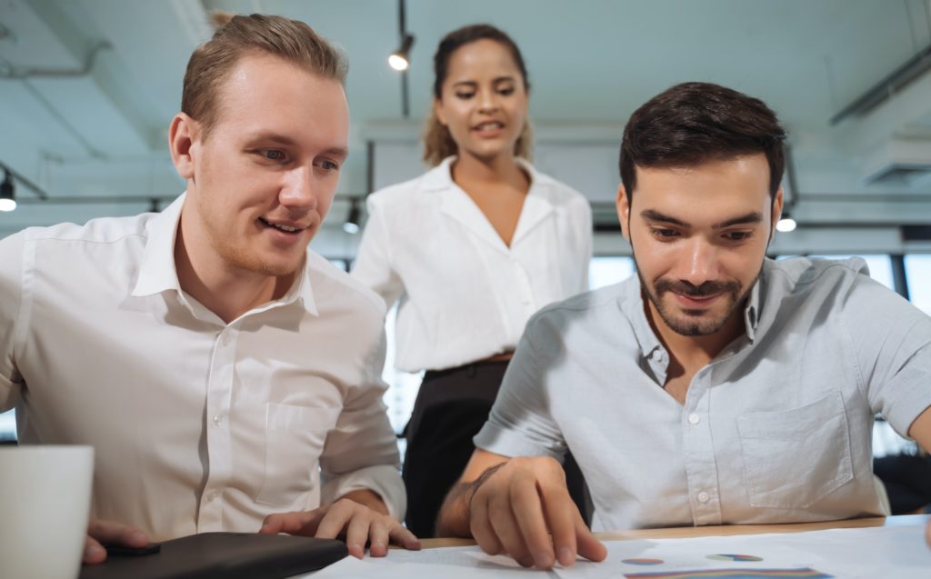Business team working and share ideas about project to partners